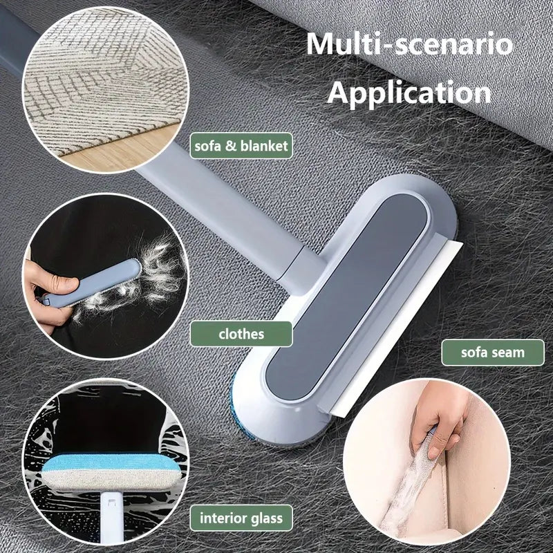 Reusable Pet Hair Remover Brush, Long Handle Washable Deshedding Tool for Dog & Cat Hair, Furniture & Car Seats