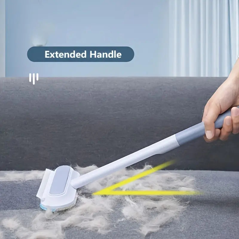Reusable Pet Hair Remover Brush, Long Handle Washable Deshedding Tool for Dog & Cat Hair, Furniture & Car Seats
