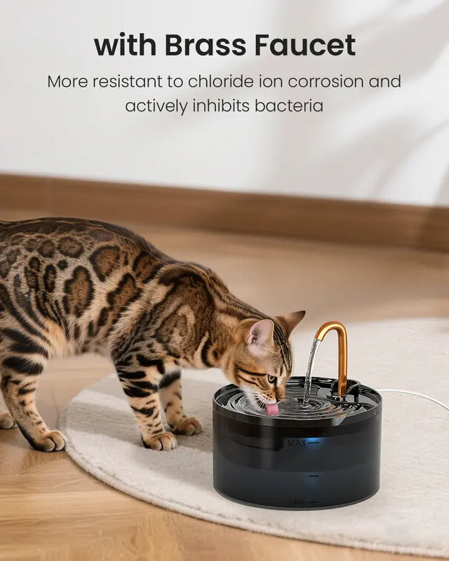 Automatic Cat Water Fountain, 2.1L Ultra-Quiet Pet Water Dispenser with LED Light and 6-Layer Filtration