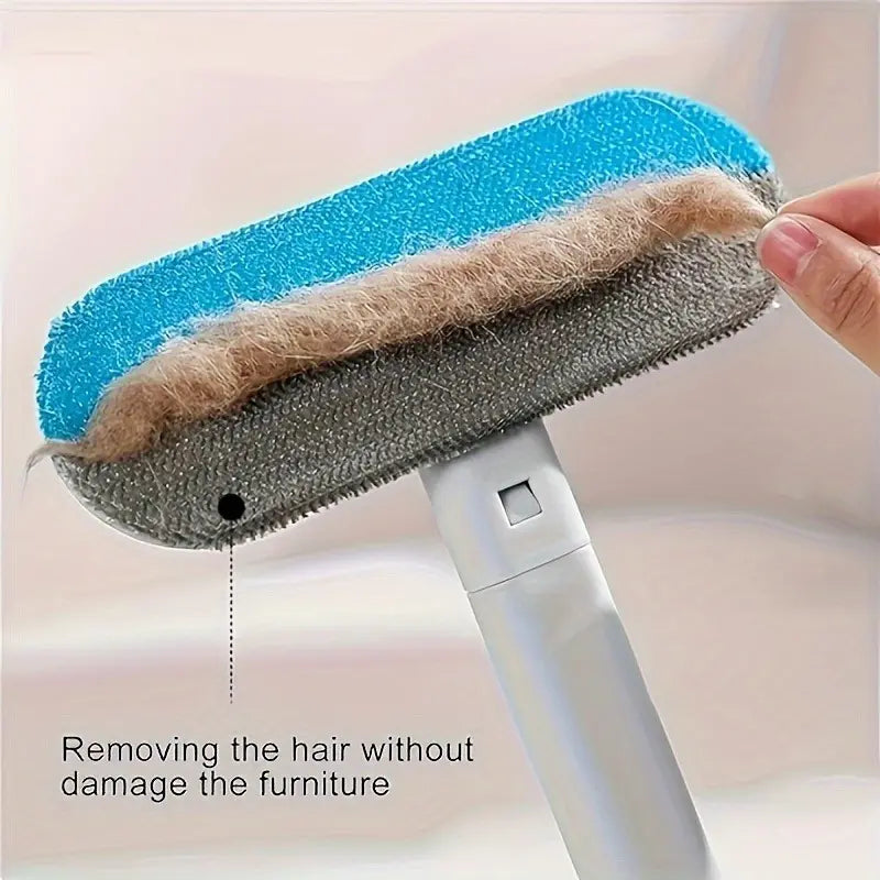 Reusable Pet Hair Remover Brush, Long Handle Washable Deshedding Tool for Dog & Cat Hair, Furniture & Car Seats