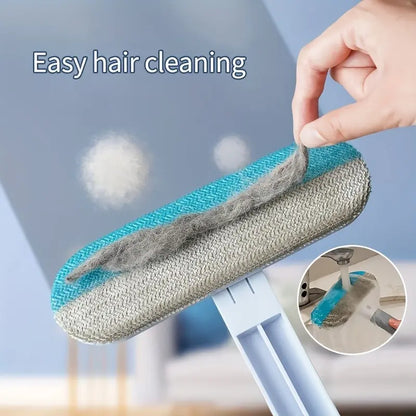Reusable Pet Hair Remover Brush, Long Handle Washable Deshedding Tool for Dog & Cat Hair, Furniture & Car Seats