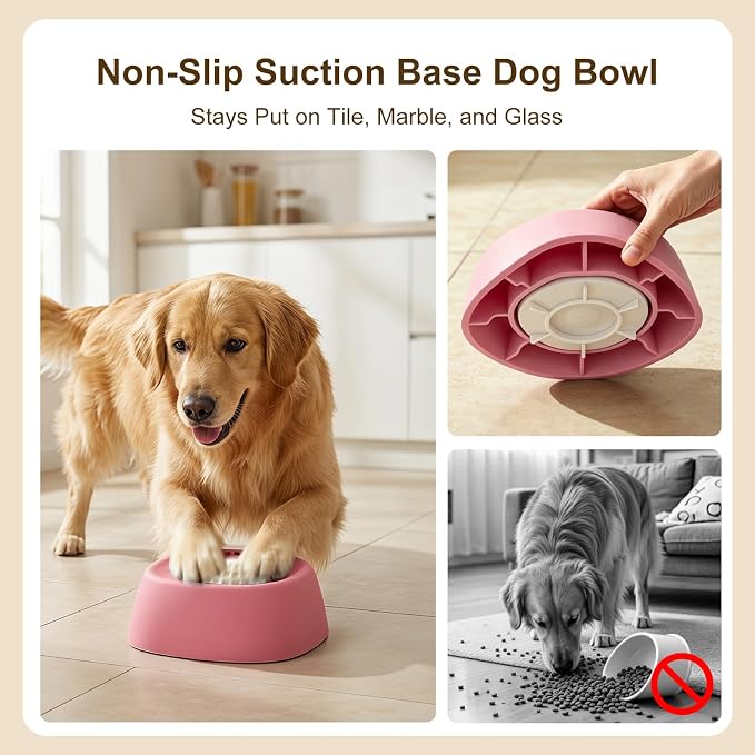 Slow Feeder Dog Bowl with Built-in Rolling Ball, No-Spill Lick Bowl for Liquid Treats, Yogurt & Bone Broth