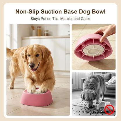 Slow Feeder Dog Bowl with Built-in Rolling Ball, No-Spill Lick Bowl for Liquid Treats, Yogurt & Bone Broth
