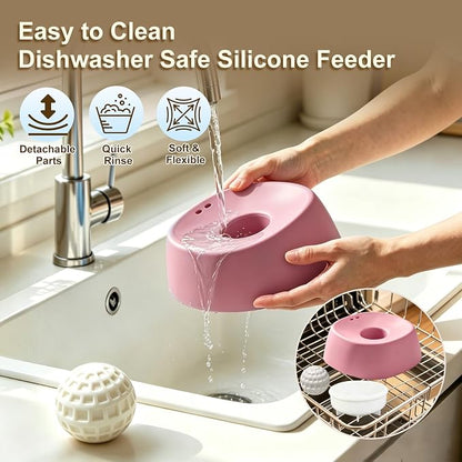 Slow Feeder Dog Bowl with Built-in Rolling Ball, No-Spill Lick Bowl for Liquid Treats, Yogurt & Bone Broth