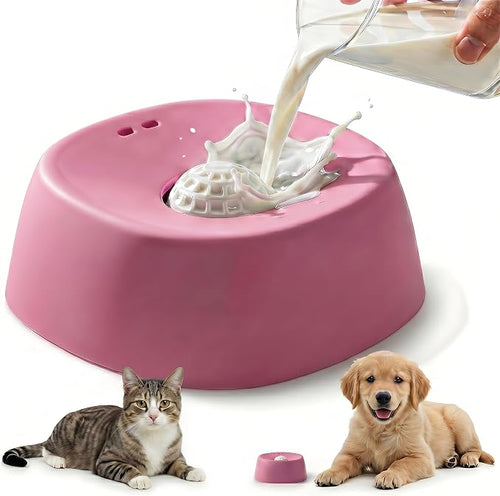 Slow Feeder Dog Bowl with Built-in Rolling Ball, No-Spill Lick Bowl for Liquid Treats, Yogurt & Bone Broth