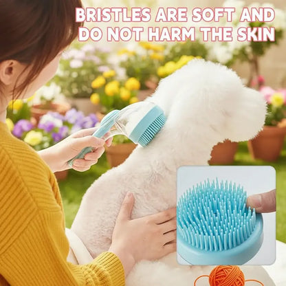 2026 New 2-in-1 Pet Bath & Grooming Brush with Soap Dispenser, Deshedding & Massage Brush for Dogs & Cats
